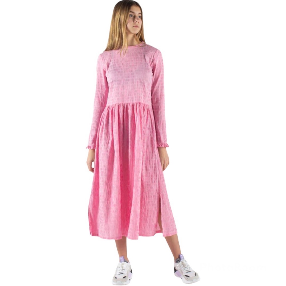 Mads Norgaard Copenhagen Pink Crinkle Pop Docca Dress Size Small